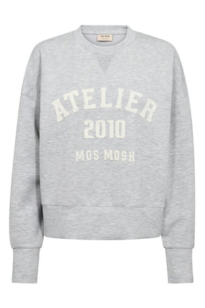Nima O-LS Sweatshirt | Grey Melange | Bluse fra Mos Mosh