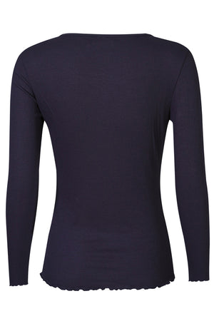 Natalia Ls Round Neck Blouse | Navy | Bluse fra Liberté
