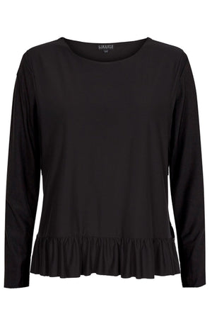 Alma LS Frill T-shirt | Black | Bluse fra Liberté