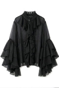 Volantbluse aus Viskose 7377 | Schwarz | Shirt von Lisen – nedsat