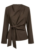 Lunacc Pleat Tie Blouse | Dusty Army