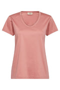 Vika Aina V-SS Tee | Dusty Rose | T-shirt fra Mos Mosh