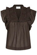 Jayla S Voile Top | Dark Brown | Bluse fra Neo Noir – nedsat
