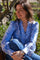 Massima Bluse mit Paisley-Bordüre | Hellblau | Bluse von Neo Noir
