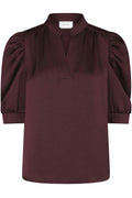 Roella Heavy Sateen Blouse | Burgundy | Bluse fra Neo Noir – nedsat