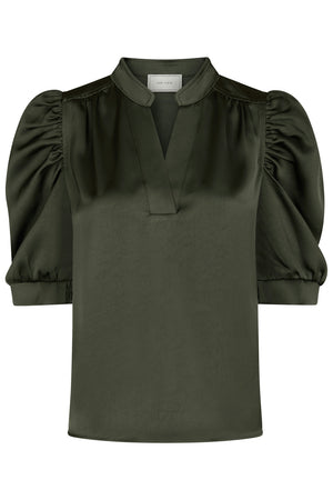 Roella Heavy Sateen Blouse | Deep Green | Bluse fra Neo Noir