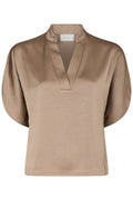 Anelle Heavy Sateen Blouse | Dark Taupe – nedsat