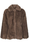 Ariella Faux Fur Peplum Jacket | Warm Grey | Jakke fra Neo Noir – nedsat