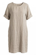 Kleid aus reinem Leinen | Taupe | Kleid von Atelier C