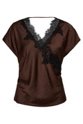Idun Lace SS Blouse 45167 | Dark Brown | Top fra Co'couture – nedsat