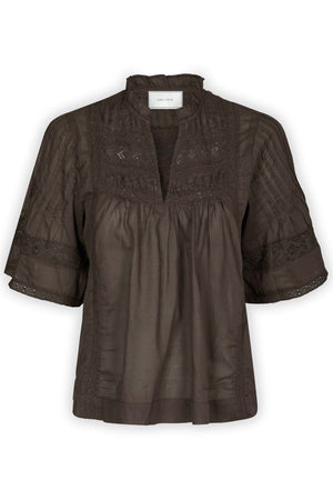 Siama S Voile Blouse | Dark Brown | Bluse fra Neo Noir