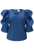 Winnie Vneck Blouse | Dusty Blue | Bluse fra Liberté – nedsat