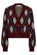 Row Check Cardigan 32212 | Winered | Strik fra Co'couture