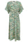 Luna Long V-Neck Dress | Floral Green | Kjole fra Black Colour