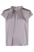 Drapierte Satinbluse Fleur | Grau | Bluse von Neo Noir – nedsat
