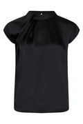 Drapierte Satinbluse Fleur | Schwarz | Bluse von Neo Noir – nedsat