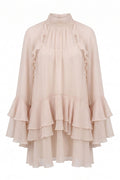 Selene Short Dress With Ruffles | Beige
