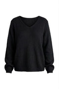 V-Pullover aus 30 % Mohair 1912 V | Schwarz | Stricken von Lisen