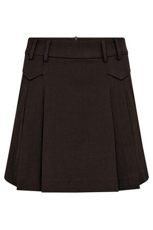 Luna Pocket Pleat Mini Skirt 34223 | Dark Brown | Nederdel fra Co'couture