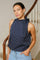 Veda Doppelstreifen-Top | Marineblau | Bluse von Neo Noir