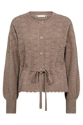 Row Pointelle Tie Cardigan 32241 | Champagne | Strik fra Co'couture