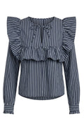 Heather Ls Tie Blouse | Navy Blue Stripe | Bluse fra Liberté