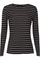 Natalia Ls Round Neck Blouse | Black Dark Grey Stripe | Bluse fra Liberté