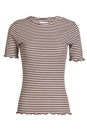 Natalia Ss Blouse | Brown Creme Stripe