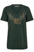 Faye O-SS Tee   | Dark Pine | T-shirt fra Mos Mosh – nedsat