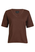Ulla Ss Vneck Tshirt | Dark Brown | T-Shirt fra Liberté – nedsat