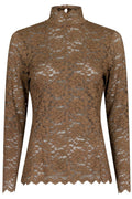 Liza Laceflower Bluse | Dunkeltaupe | Bluse von Neo Noir