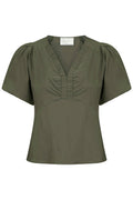 Irina Popeline Bluse | Armee | Blau von Neo Noir