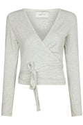 Nia Jersey Wrap Blouse | Light Grey Melange | Athleisure fra Neo Noir