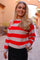 Fro Pullover | Flamingo Red Creme Stripe | Strik fra Liberté