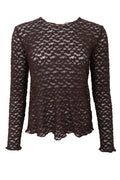 Blair Ls Lace Blouse | Coffee | Bluse fra Black Colour