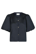 Aisa Dull Satin Blouse | Navy | Bluse fra Neo Noir – nedsat