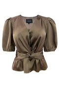 Tiki Ss Twist Blouse | Brown | Bluse fra Liberté – nedsat