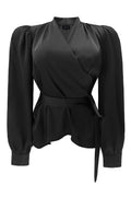 Kiki Ls Wrap Blouse | Black | Bluse fra Liberté – nedsat