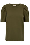 Fenja Tee Puff | Olive Night | T-Shirt fra Freequent – nedsat