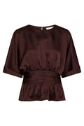 Annegret Heavy Sateen Blouse | Burgundy | Bluse fra Neo Noir