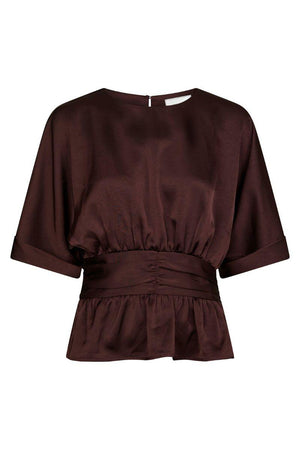Annegret Heavy Sateen Blouse | Burgundy | Bluse fra Neo Noir