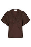 Irina Popeline Bluse | Dunkelbraun | Bluse von Neo Noir – nedsat