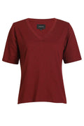 Ulla Ss Vneck Tshirt | Bordeaux | T-Shirt fra Liberté – nedsat