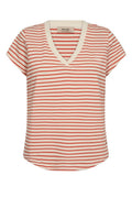 Kala V-SS Stripe Tee | Spicy Orange | T-Shirt fra Mos Mosh