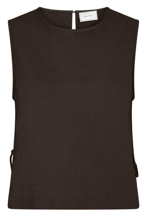 Svetlana Linen Top | Dark Brown | Bluse fra Neo Noir