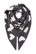 Chloe Triangular Scarf With Hearts  | Coffee – nedsat