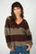 Taci Stripe LS V-Neck Knit | Fudge | Strik fra Mos Mosh