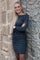 Alma Ls Turn Dress | Dark Grey Black Stripe | Kjole fra Liberté