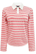Polo Ls Bow Shirt | Bubblegum Cream Bow Stripe | Bluse von Liberté