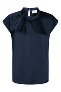 Drapierte Satinbluse Fleur | Marineblau | Bluse von Neo Noir – nedsat